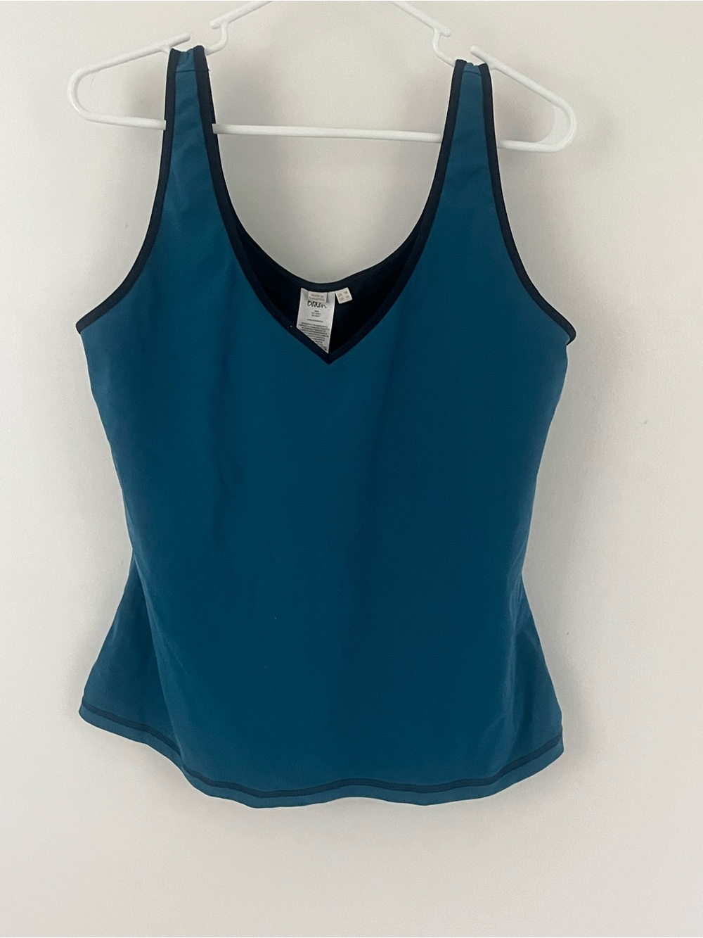 Boden Teal V-Neck Athletic Tank Top with Black Trim